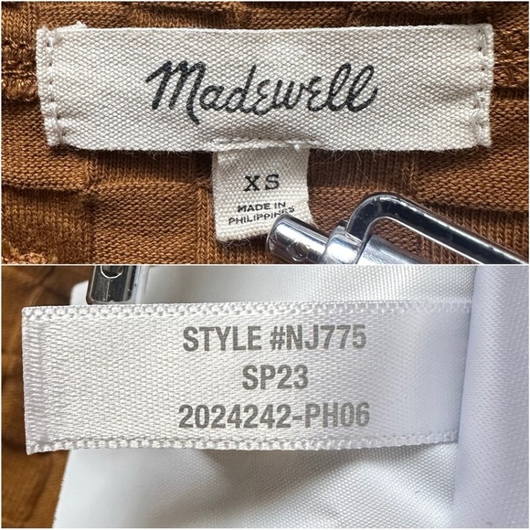 Madewell Top V-Neck Cardigan in Checkerboard Jacquard Button Front Sepia XS - Picture 8 of 12